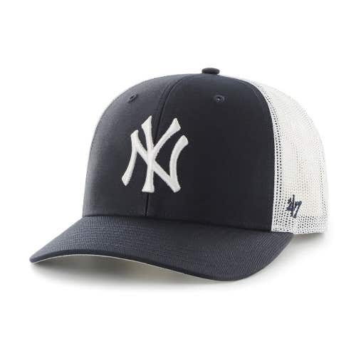 New York Yankees '47 Brand MLB Navy NY Logo Trucker Adjustable Snapback Hat
