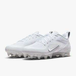 Nike React Alpha Huarache 8 Pro Lacrosse Molded Cleats White Silver Size 8.5