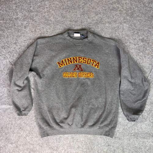 Minnesota Gophers Mens Sweatshirt Extra Large Gray Pullover Crew Neck Sweater