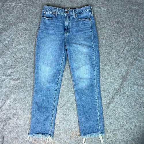 Madewell Womens Jeans 30 Blue Straight Denim Pant Raw Hem Perfect Vintage Jean