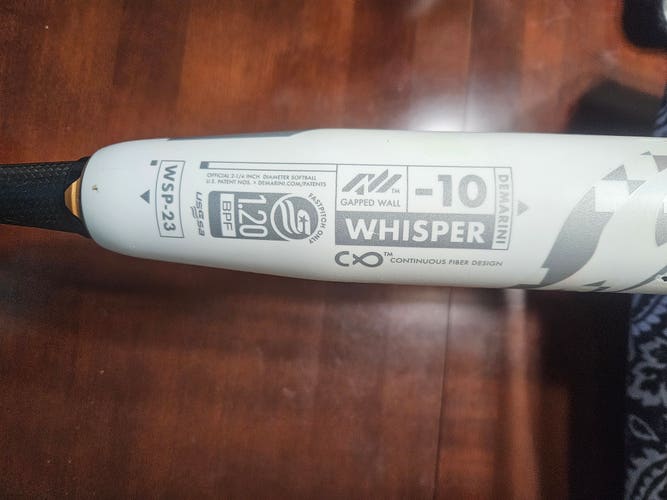 Used 2023 DeMarini Whisper Bat (-10) Composite 23 oz 33"