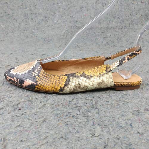 Madewell The Margot Slingback Flat Womens 6.5 Shoes Snake Embossed Leather