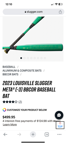 Used Louisville Slugger Meta PWR Bat (-3) Composite 29 oz 32"