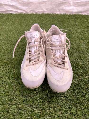 White Adult Used Men's Size 11.5 (Women's 12.5) Molded Cleats Nike Alpha Huarache 8 Varsity LAX Low