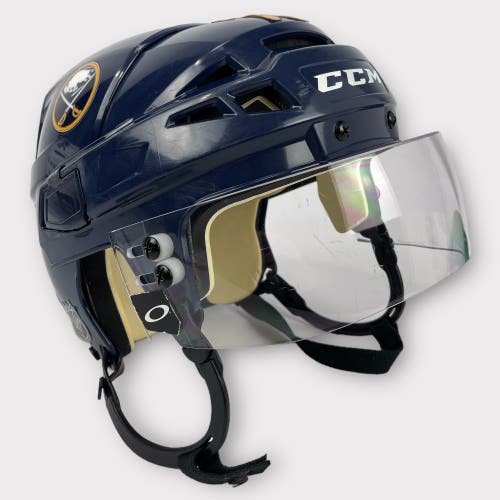 Pro Stock Small CCM V08 Buffalo Sabres Used Hockey Helmet Bisson
