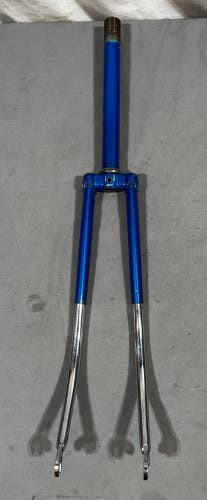 Vintage Tange Lugged Steel Blue/Chrome 700C Road Fork 240mm 1" Threaded Steerer