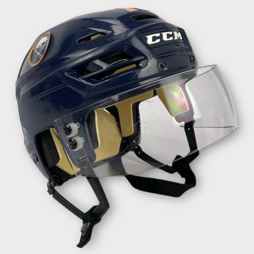 Pro Stock Medium CCM Tacks 110 Buffalo Sabres Used Hockey Helmet Olsen