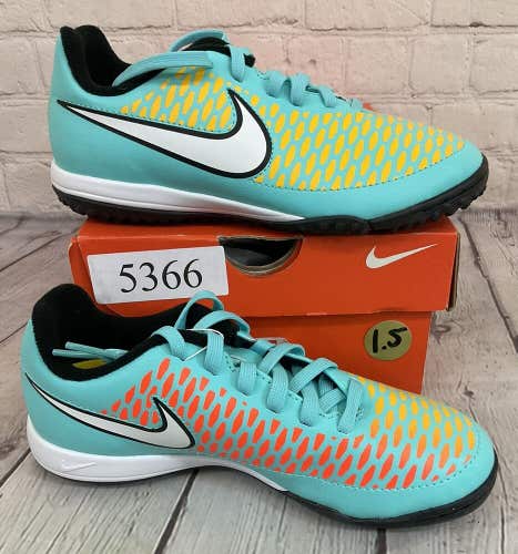 Nike JR Magista OndaTF Soccer Cleats Color Hyper Turquoise White Orange Size 1.5
