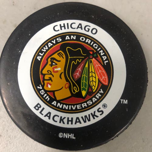 Chicago Black Hawks 75th anniversary puck