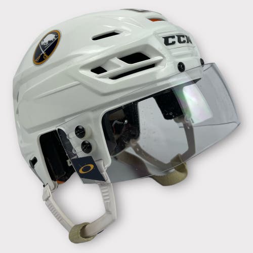Pro Stock Medium CCM Tacks 710 Buffalo Sabres Used Hockey Helmet Boomhower