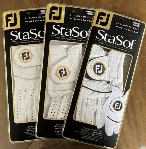 FootJoy Womens StaSof Golf Glove Pack Lot Bundle 3 Included Medium M New #79346