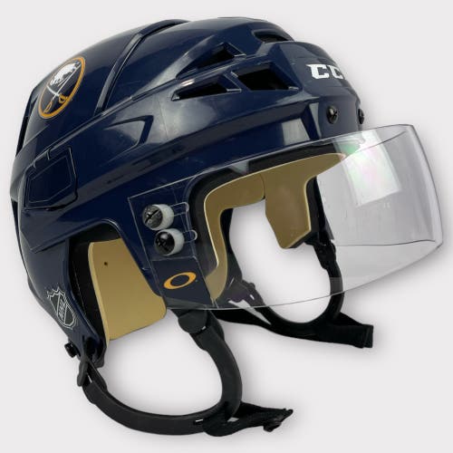 Pro Stock Medium CCM V08 Buffalo Sabres Used Hockey Helmet Kukkonen
