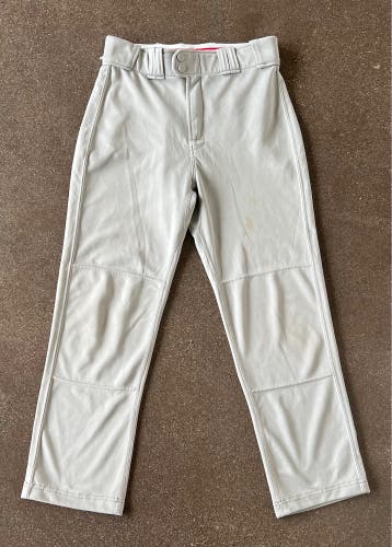 Used Rawlings Pro 150 Semi-Relaxed Youth XL Grey Baseball Pants (Check Description)