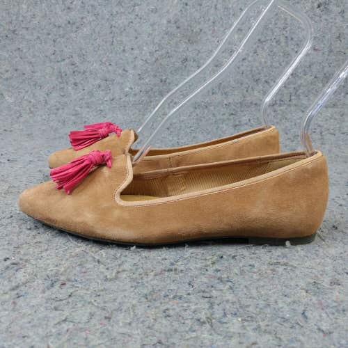 Hush Puppies Sadie Tassel Loafers Womens 6.5 Slip On Shoes Tan Suede Pink