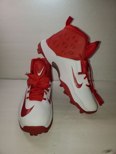 BNWOB Mens Nike Flywire Lineman Football Cleats sz 15 603350-160 Red/White