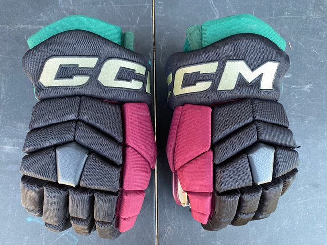 CCM HGTK Tacks Pro Stock Hockey Gloves 14" Black COYOTES 3576