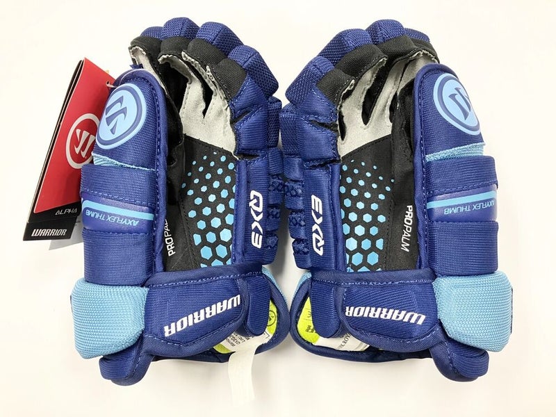 New Warrior Alpha QX3 10" Hockey Gloves junior JR royal blue glove ice roll inch