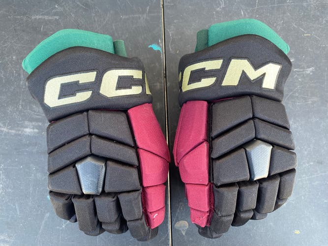 CCM HGTK Tacks Pro Stock Hockey Gloves 14" Black Modified COYOTES 3578