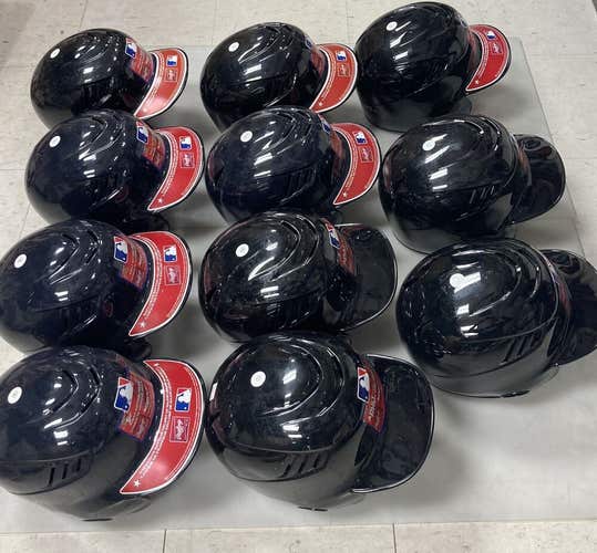 Lot of 11 Rawlings baseball helmets double ear Collegiate High School blue black