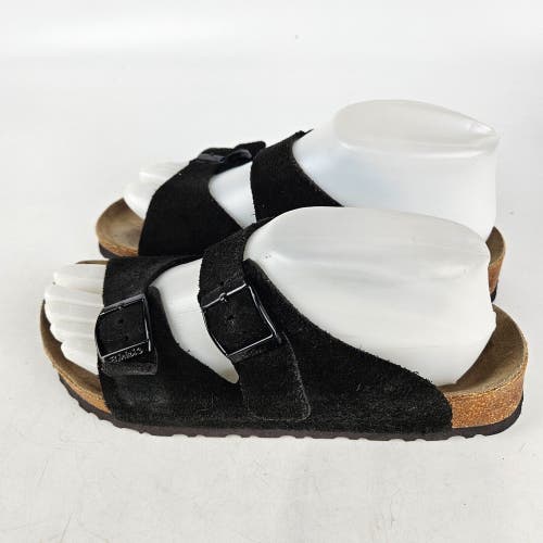 Birki's by Birkenstock Arizona Black Suede Leather Buckle Sandals Women's 37 / 6