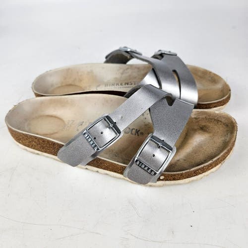 Birkenstock Yao Women's Metallic Silver Slide Sandal Shoe Size: 37 / 6