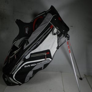 Sun Mountain Three 5 Golf Carry Bag Black Silver & Red, 6 Way, EZ-Fit Strap