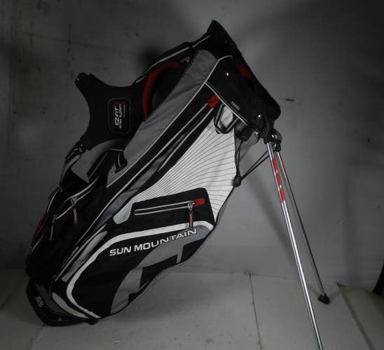 Sun Mountain Three 5 Golf Carry Bag Black Silver & Red, 6 Way, EZ-Fit Strap