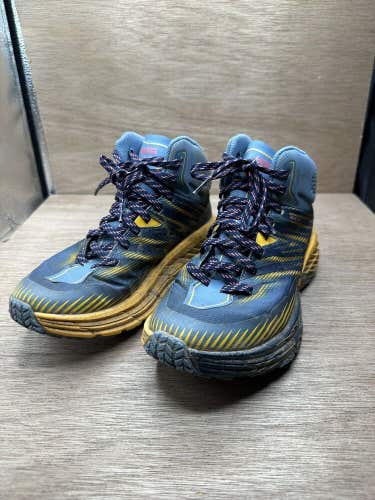 Hoka One Speedgoat Mid 2 GTX Goretex Blue Yellow Hiking Shoe Boot Waterproof 7