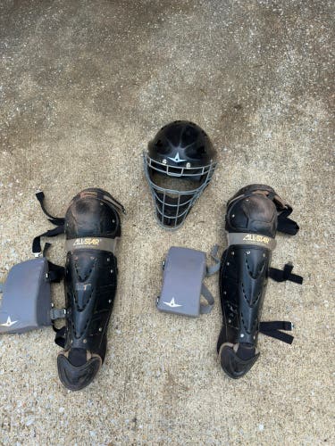 Used  All Star System 7 Axis Catcher's Helmet/Shin Guards