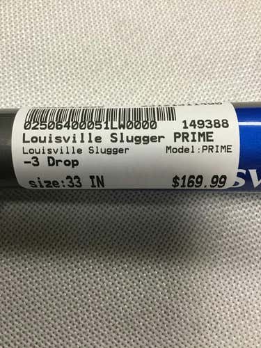 Used Louisville Slugger Prime 33" -3 Drop High School Bats