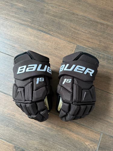 New Pro Stock Bruins Brown Winter Classic Jake Debrusk Bauer Supreme 1S Gloves 14"