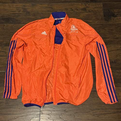 2015 Boston Marathon Adidas Running Rain Race Jacket Orange Sz M *Broken Zipper*