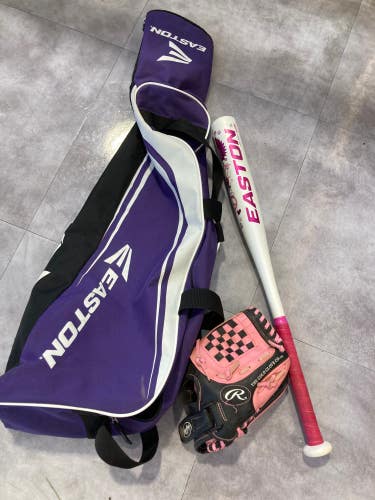 Used Girls Baseball/Softball Starter Kit (Bat, Glove, and Bag)