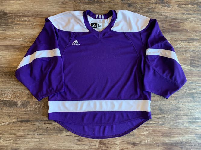 Rare Adidas Hockey Jersey Purple White Prototype Game Practice 52 XL / Goalie Cut *Stripped