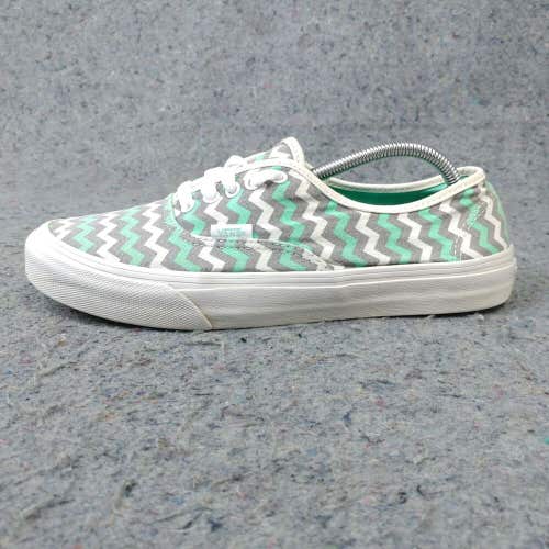 Vans Authentic Womens 9.5 Shoes Skate Sneakers Canvas Low Top Green Gray Zig Zag