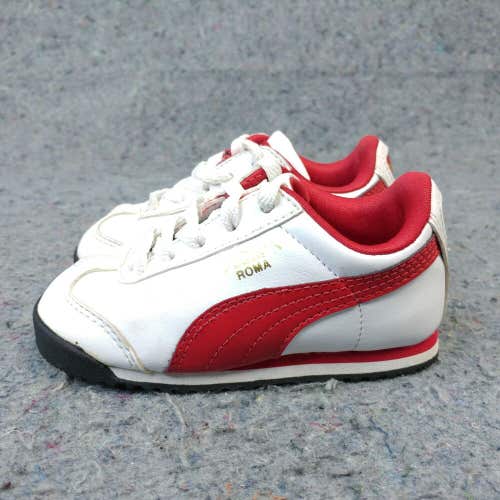Puma Roma Boys Toddler Shoes 6C Baby Sneakers White Red Low Top Athletic
