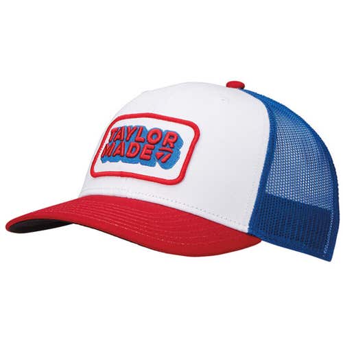 NEW 2024 TaylorMade Retro Trucker Red/White/Blue Snapback Golf Hat/Cap