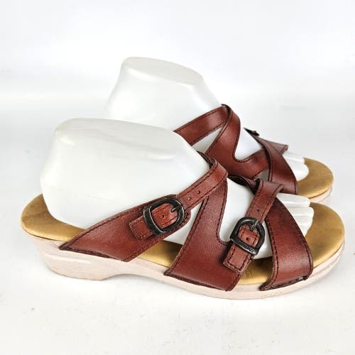 Dansko Margot Brown Leather Wedge Sandal Shoe Women's Size 41 / 10.5