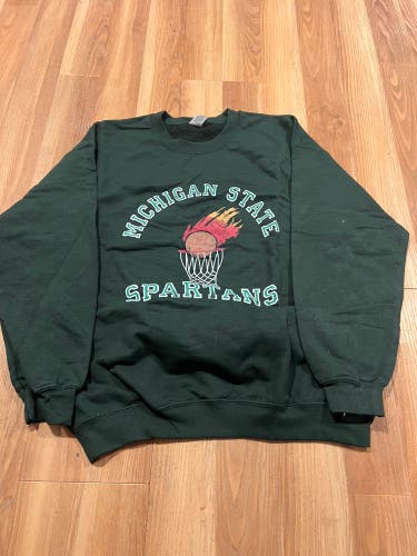 Green New Large Michigan State Basketball Sweatshirt