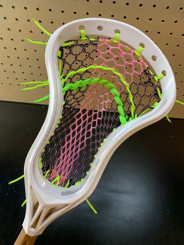 NEW Custom Generic Lacrosse Head Strung W/ 5LAX Semi-soft Mesh Volt/Pink