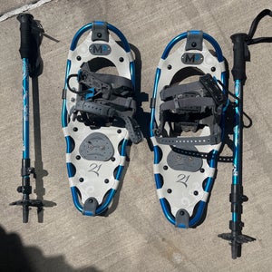 Used Yukon Charlie Mountain Profile Snowshoes + Poles
