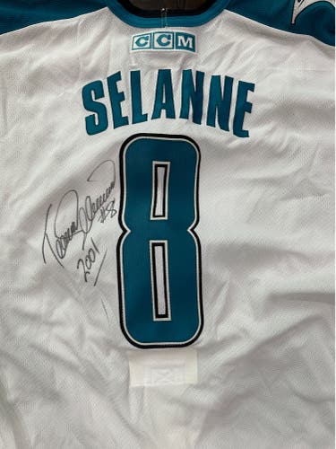 Teemu Selanne Signed Authentic San Jose Sharks Jersey - 10th Anniversary Edition