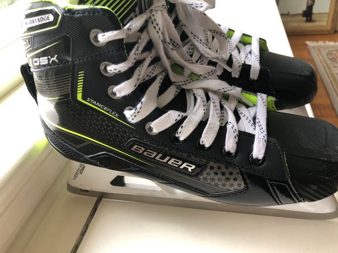 Used Senior Bauer GSX Sr Hockey Goalie Skates Regular Width 8.5 - with box and extra laces - Nice!