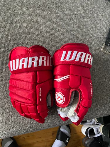 Detroit Red Wings Nyquist Warrior Alpha NHL Pro Stock Hockey Player Gloves 14"