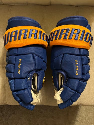 Warrior Alpha DX Pro Gloves - Team Stock Buffalo Sabres 15” NHL Pro Stock