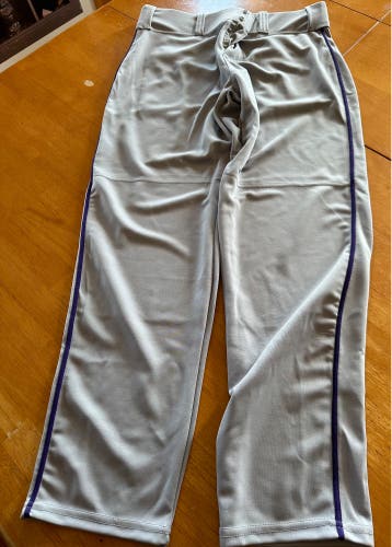 Youth XL grey with purple stripe baseball pants