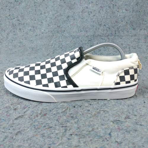 Vans Classic Slip On Boys 5Y Shoes Skate Sneaker Checkerboard Canvas Black White