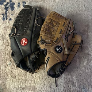 Nike and Rawlings baseball gloves