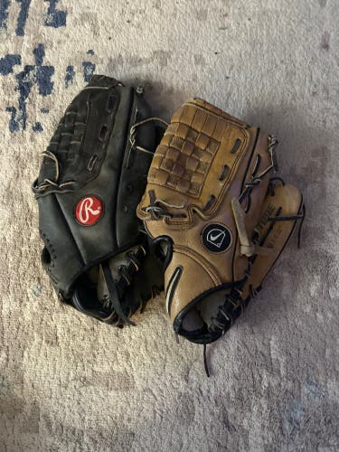Nike and Rawlings baseball gloves