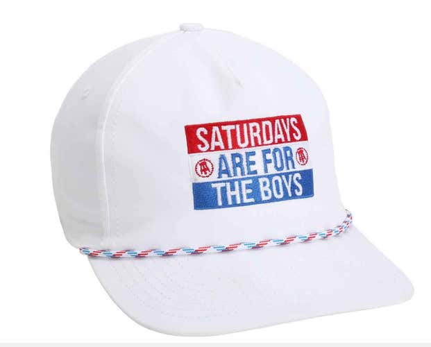 NEW Barstool Saturdays Are For The Boys White Adjustable Snapback Rope Golf